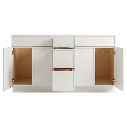 RTA Cream Slim Shaker 60" Freestanding Bathroom Vanity 3-Drawer Combo Base