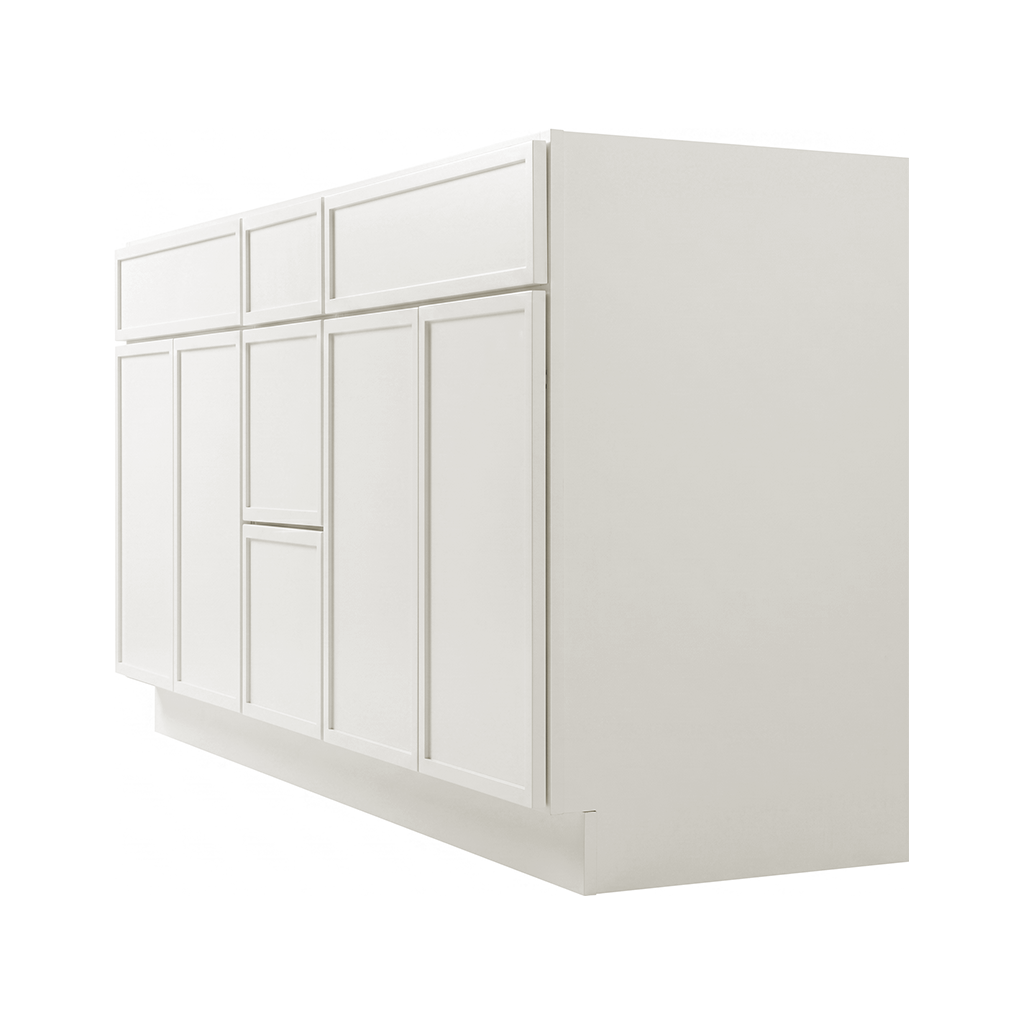 RTA Cream Slim Shaker 60" Freestanding Bathroom Vanity 3-Drawer Combo Base