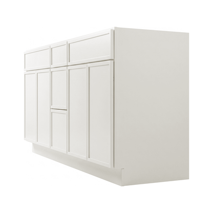 RTA Cream Slim Shaker 60" Freestanding Bathroom Vanity 3-Drawer Combo Base
