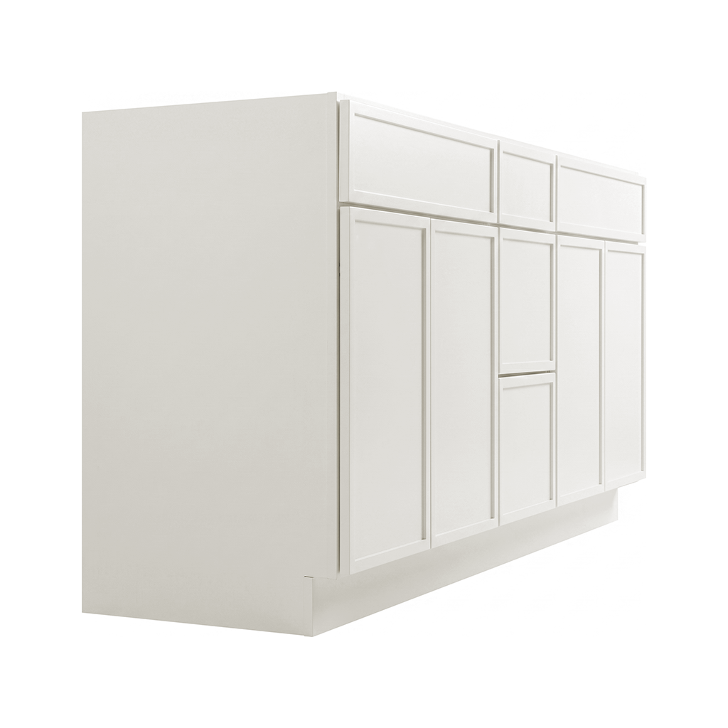 RTA Cream Slim Shaker 60" Freestanding Bathroom Vanity 3-Drawer Combo Base