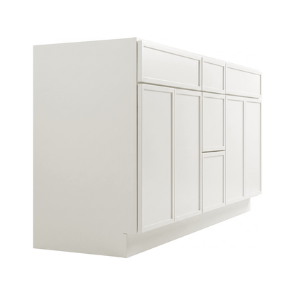 RTA Cream Slim Shaker 60" Freestanding Bathroom Vanity 3-Drawer Combo Base