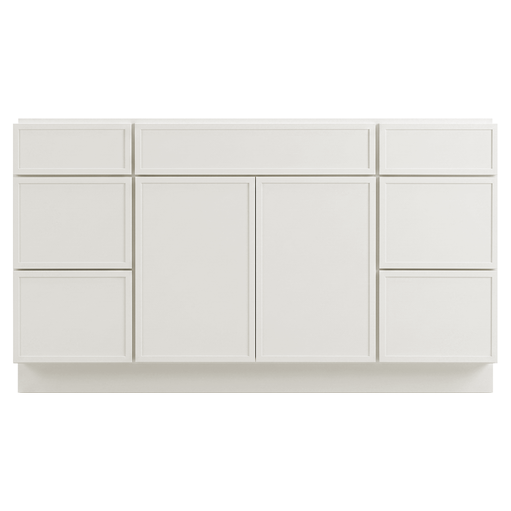 RTA Cream Slim Shaker 60" Freestanding Bathroom Vanity 6-Drawer Combo Base