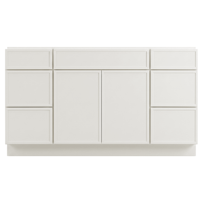 RTA Cream Slim Shaker 60" Freestanding Bathroom Vanity 6-Drawer Combo Base
