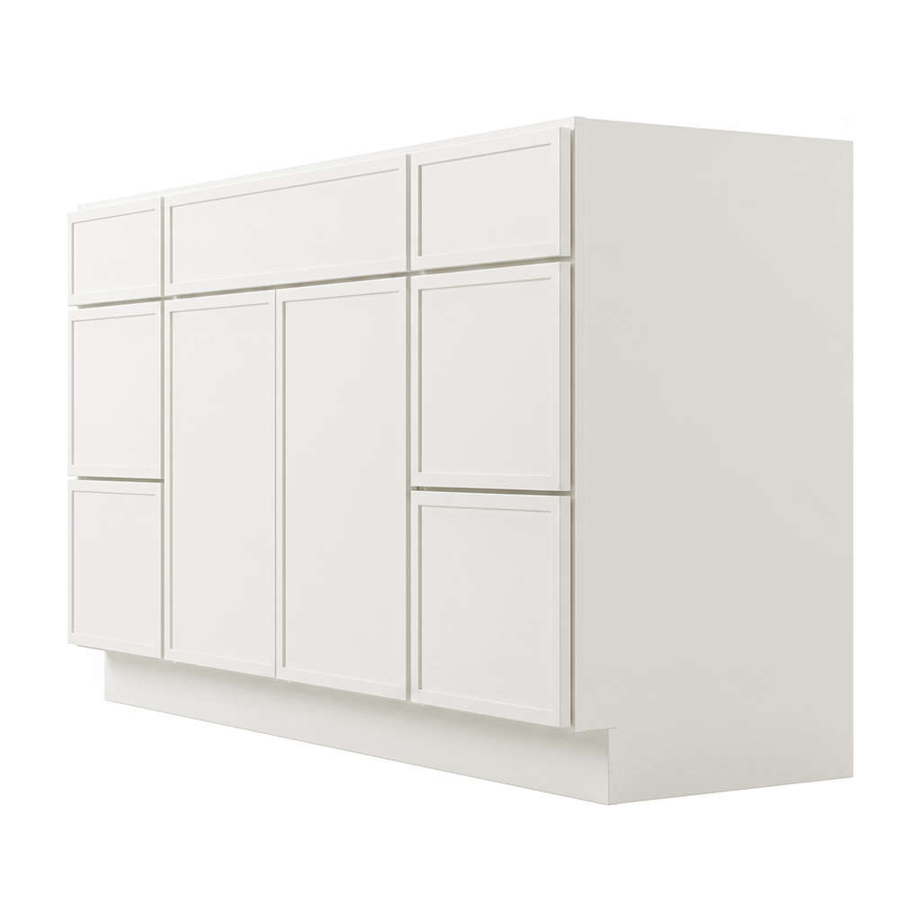 RTA Cream Slim Shaker 60" Freestanding Bathroom Vanity 6-Drawer Combo Base