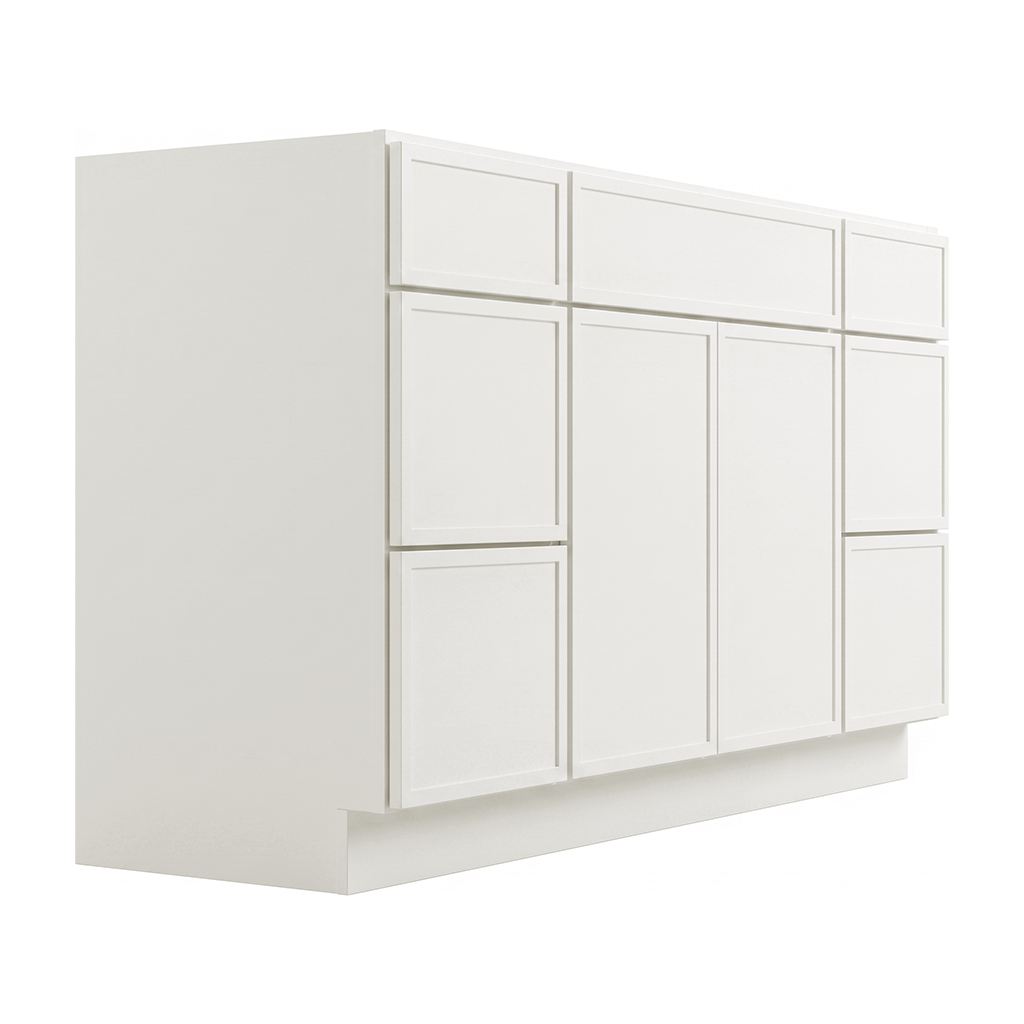 RTA Cream Slim Shaker 60" Freestanding Bathroom Vanity 6-Drawer Combo Base