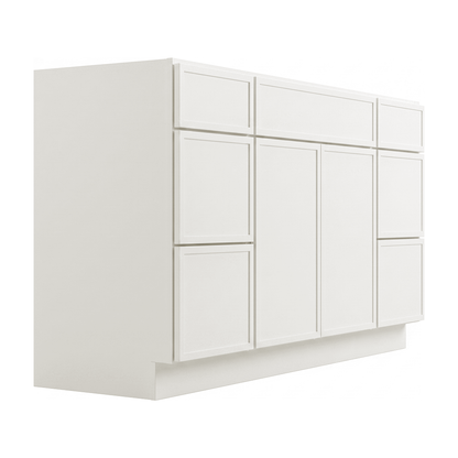 RTA Cream Slim Shaker 60" Freestanding Bathroom Vanity 6-Drawer Combo Base