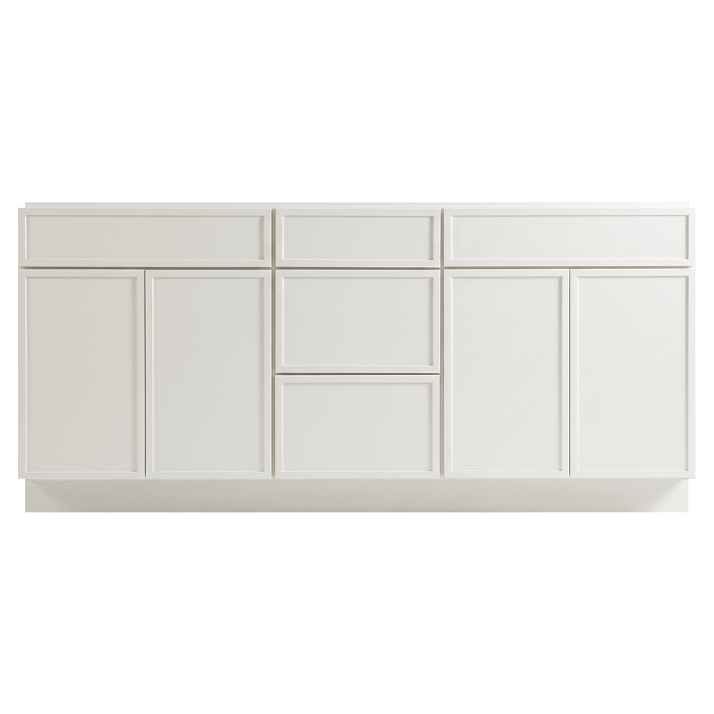 RTA Cream Slim Shaker 72" Freestanding Bathroom Vanity 3-Drawer Combo Base