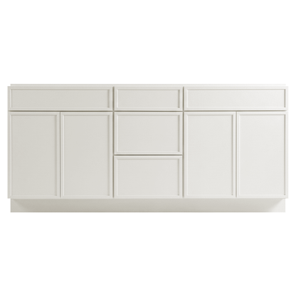 RTA Cream Slim Shaker 72" Freestanding Bathroom Vanity 3-Drawer Combo Base