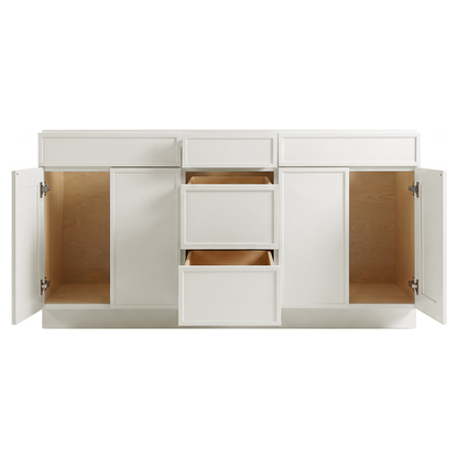 RTA Cream Slim Shaker 72" Freestanding Bathroom Vanity 3-Drawer Combo Base