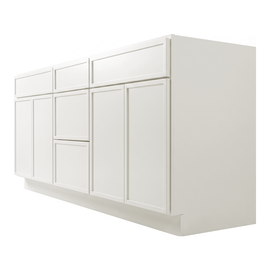 RTA Cream Slim Shaker 72" Freestanding Bathroom Vanity 3-Drawer Combo Base