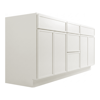 RTA Cream Slim Shaker 72" Freestanding Bathroom Vanity 3-Drawer Combo Base