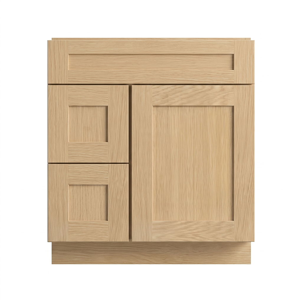 RTA Dune Oak Shaker 30" Freestanding Bathroom Vanity 2-Drawer Left Combo Base