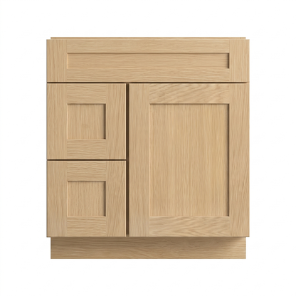 RTA Dune Oak Shaker 30" Freestanding Bathroom Vanity 2-Drawer Left Combo Base