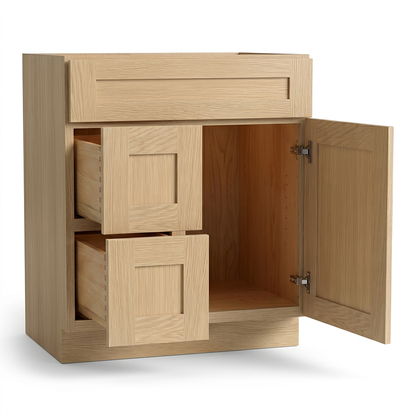 RTA Dune Oak Shaker 30" Freestanding Bathroom Vanity 2-Drawer Left Combo Base