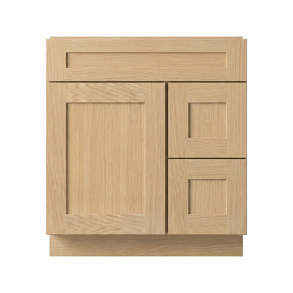 RTA Dune Oak Shaker 30" Freestanding Bathroom Vanity 2-Drawer Right Combo Base