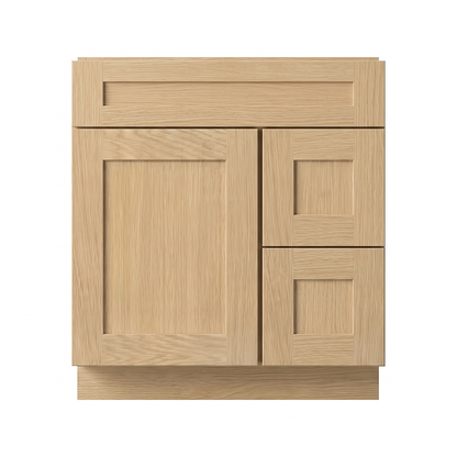 RTA Dune Oak Shaker 30" Freestanding Bathroom Vanity 2-Drawer Right Combo Base