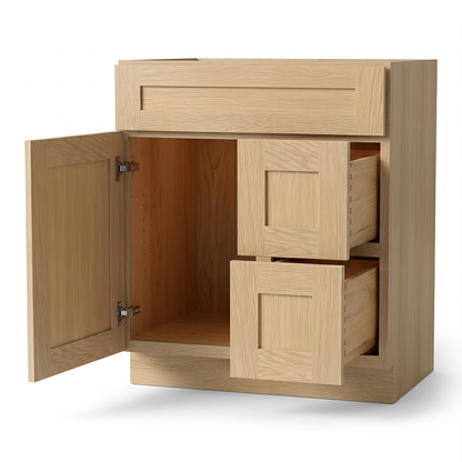 RTA Dune Oak Shaker 30" Freestanding Bathroom Vanity 2-Drawer Right Combo Base