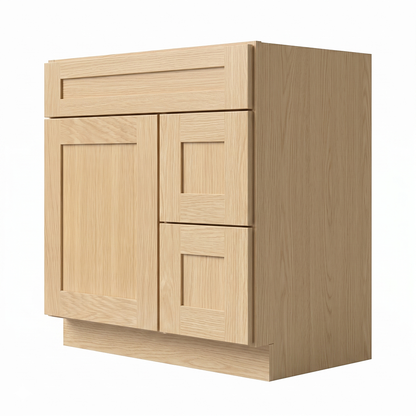 RTA Dune Oak Shaker 30" Freestanding Bathroom Vanity 2-Drawer Right Combo Base