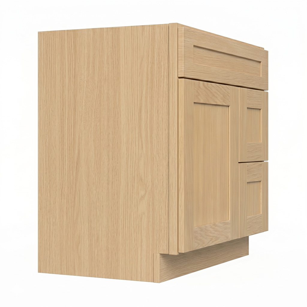 RTA Dune Oak Shaker 30" Freestanding Bathroom Vanity 2-Drawer Right Combo Base