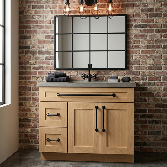 RTA Dune Oak Shaker 36" Freestanding Bathroom Vanity 2-Drawer Left Combo Base