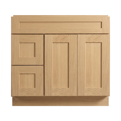 RTA Dune Oak Shaker 36" Freestanding Bathroom Vanity 2-Drawer Left Combo Base
