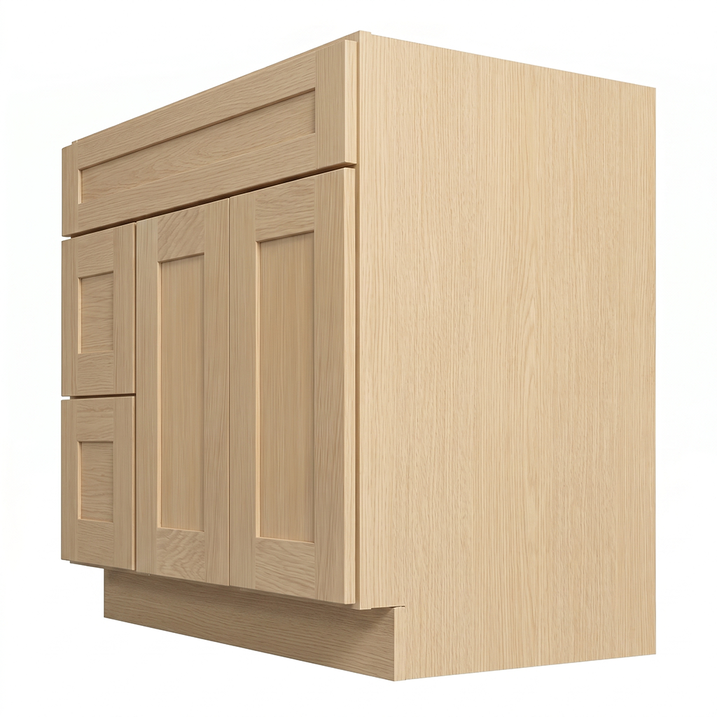 RTA Dune Oak Shaker 36" Freestanding Bathroom Vanity 2-Drawer Left Combo Base