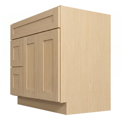RTA Dune Oak Shaker 36" Freestanding Bathroom Vanity 2-Drawer Left Combo Base