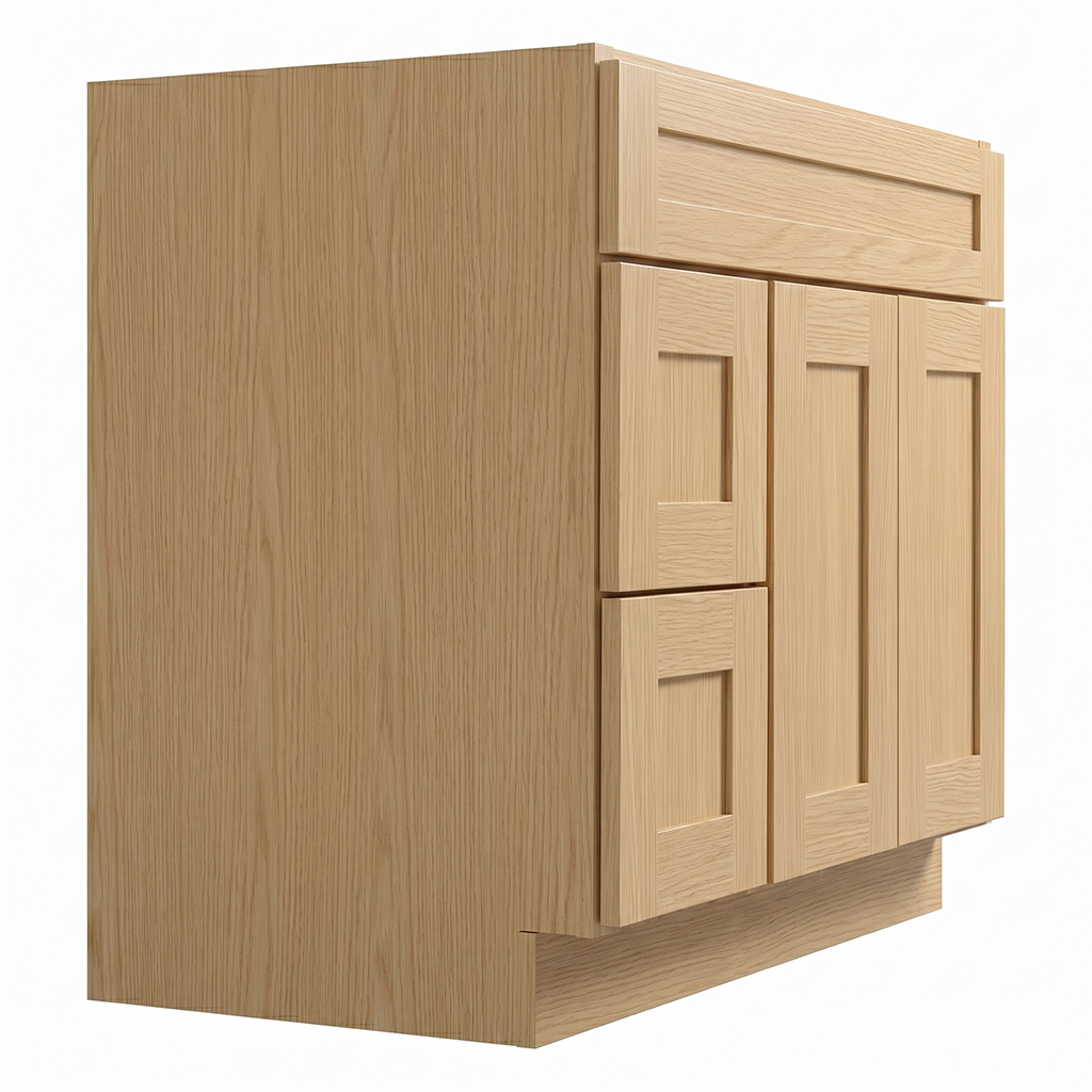 RTA Dune Oak Shaker 36" Freestanding Bathroom Vanity 2-Drawer Left Combo Base