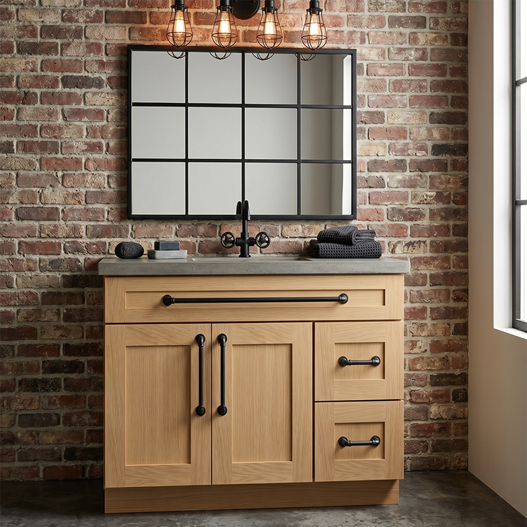 RTA Dune Oak Shaker 36" Freestanding Bathroom Vanity 2-Drawer Right Combo Base