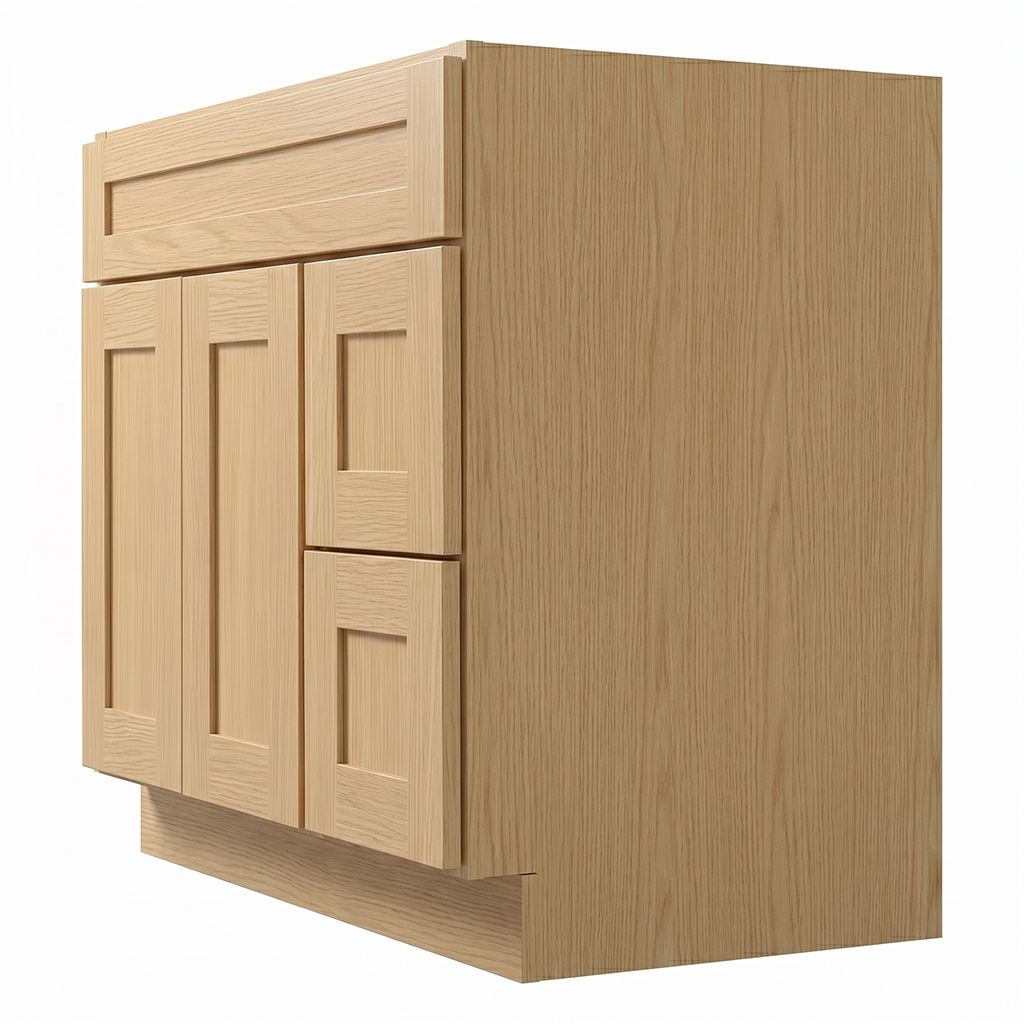 RTA Dune Oak Shaker 36" Freestanding Bathroom Vanity 2-Drawer Right Combo Base