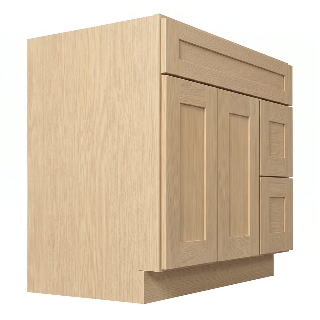 RTA Dune Oak Shaker 36" Freestanding Bathroom Vanity 2-Drawer Right Combo Base