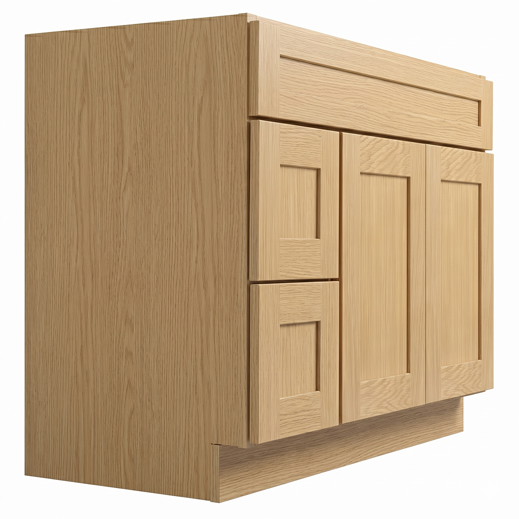 RTA Dune Oak Shaker 42" Freestanding Bathroom Vanity 2-Drawer Left Combo Base