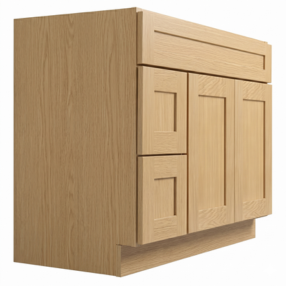 RTA Dune Oak Shaker 42" Freestanding Bathroom Vanity 2-Drawer Left Combo Base