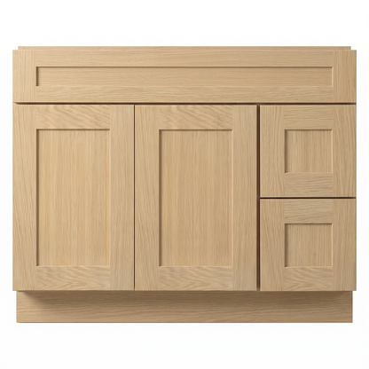 RTA Dune Oak Shaker 42" Freestanding Bathroom Vanity 2-Drawer Right Combo Base