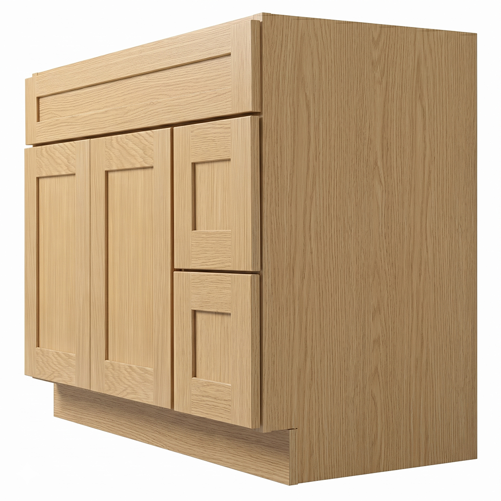 RTA Dune Oak Shaker 42" Freestanding Bathroom Vanity 2-Drawer Right Combo Base