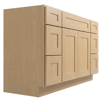 RTA Dune Oak Shaker 54" Freestanding Bathroom Vanity 6-Drawer Combo Base
