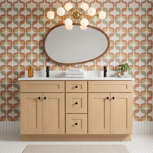 RTA Dune Oak Shaker 60" Freestanding Bathroom Vanity 3-Drawer Combo Base