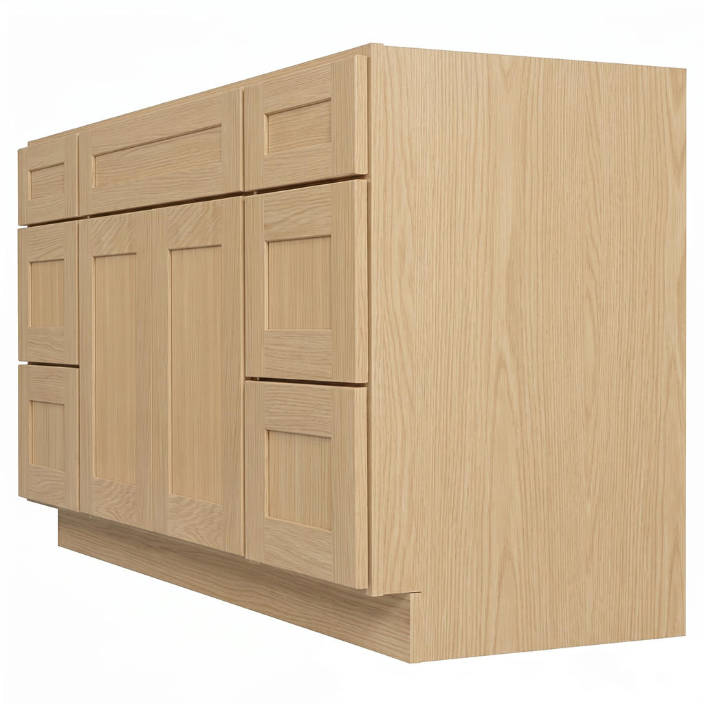 RTA Dune Oak Shaker 60" Freestanding Bathroom Vanity 6-Drawer Combo Base