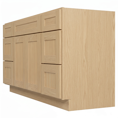 RTA Dune Oak Shaker 60" Freestanding Bathroom Vanity 6-Drawer Combo Base