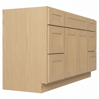 RTA Dune Oak Shaker 60" Freestanding Bathroom Vanity 6-Drawer Combo Base