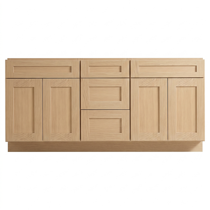 RTA Dune Oak Shaker 72" Freestanding Bathroom Vanity 3-Drawer Combo Base