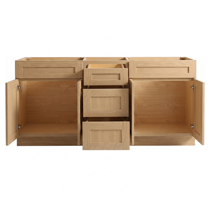 RTA Dune Oak Shaker 72" Freestanding Bathroom Vanity 3-Drawer Combo Base
