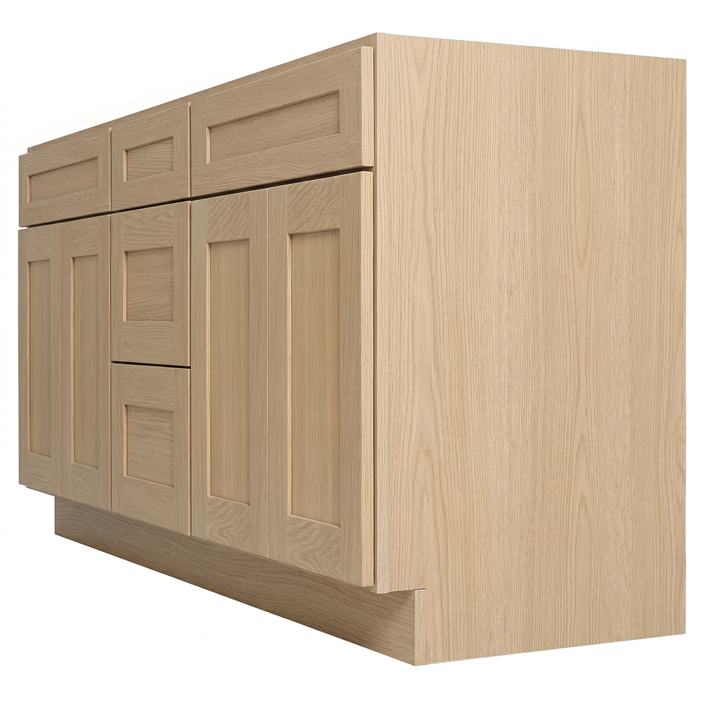 RTA Dune Oak Shaker 72" Freestanding Bathroom Vanity 3-Drawer Combo Base