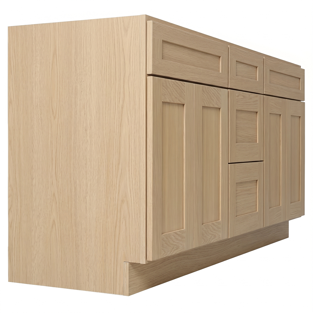 RTA Dune Oak Shaker 72" Freestanding Bathroom Vanity 3-Drawer Combo Base