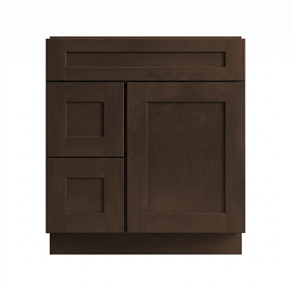 RTA Graphite Grain Shaker 30" Freestanding Bathroom Vanity 2-Drawer Left Combo Base