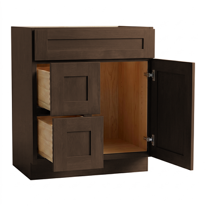 RTA Graphite Grain Shaker 30" Freestanding Bathroom Vanity 2-Drawer Left Combo Base
