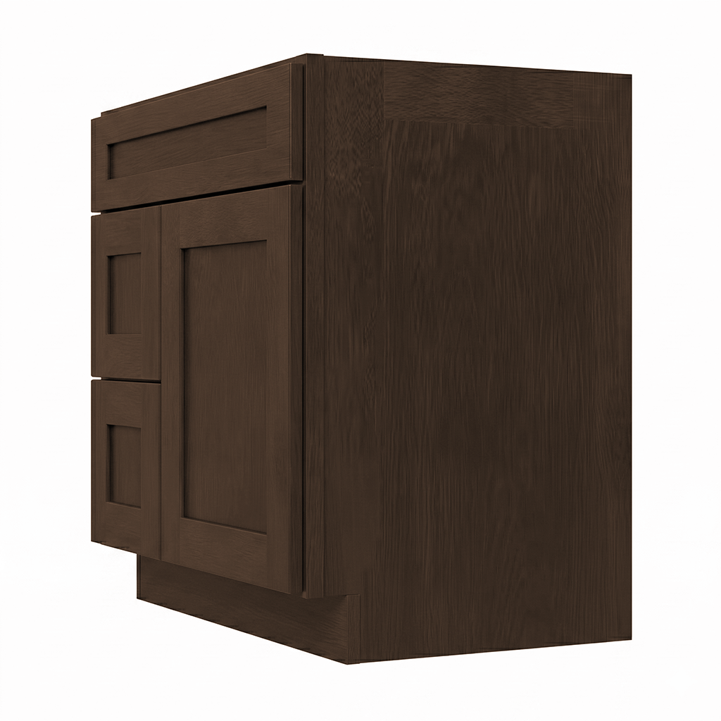 RTA Graphite Grain Shaker 30" Freestanding Bathroom Vanity 2-Drawer Left Combo Base