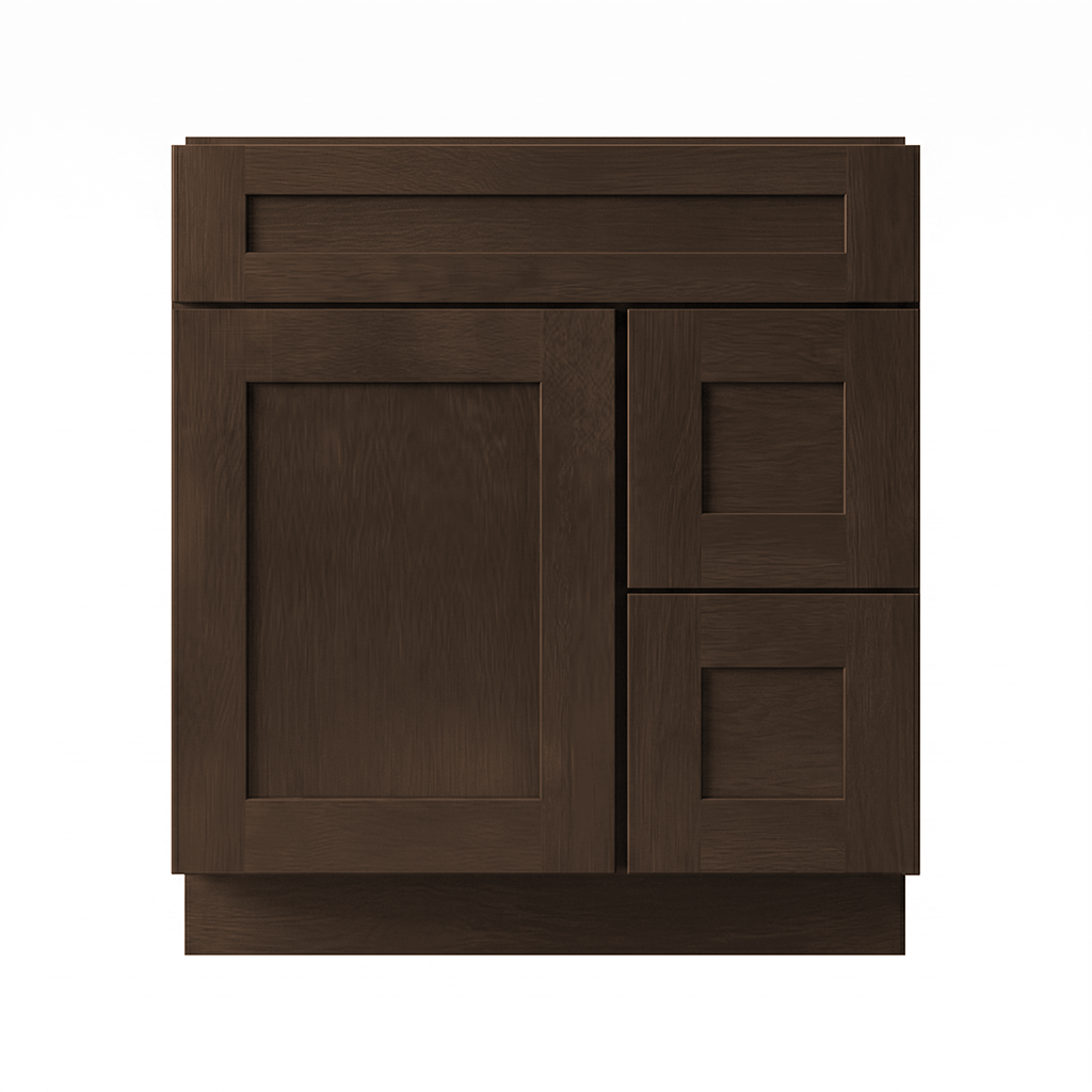 RTA Graphite Grain Shaker 30" Freestanding Bathroom Vanity 2-Drawer Right Combo Base