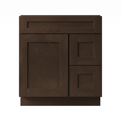 RTA Graphite Grain Shaker 30" Freestanding Bathroom Vanity 2-Drawer Right Combo Base