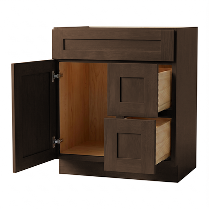 RTA Graphite Grain Shaker 30" Freestanding Bathroom Vanity 2-Drawer Right Combo Base